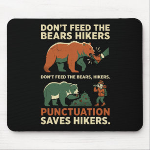 Funny Grammar Punctuation Saves Hikers English Tea Mouse Pad