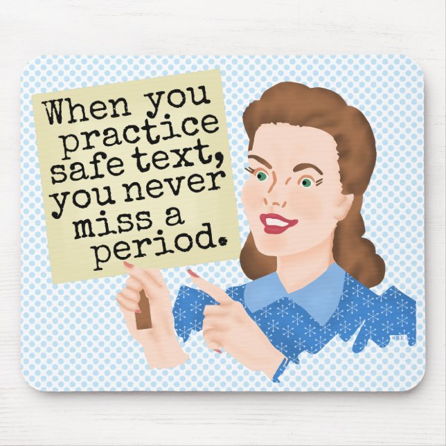 Funny Grammar Retro Humour | Practice Safe Text Mouse Pad (Front)