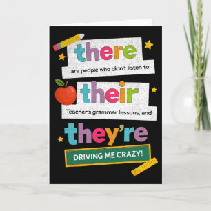 Funny Grammar Teacher Humor Groovy Distressed Retr Card