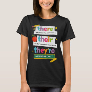 Funny Grammar Teacher Humour Groovy Distressed Ret T-Shirt