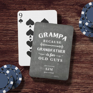 Funny Grampa Grandfather Monogram Playing Cards