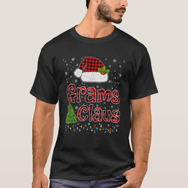 Funny Grams Claus Christmas Lights Xmas Pajama Fam T-Shirt (Front)