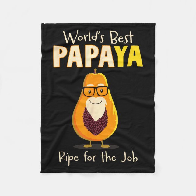 Funny Grandfather World's Papa Papaya Pun  Fleece Blanket (Front)