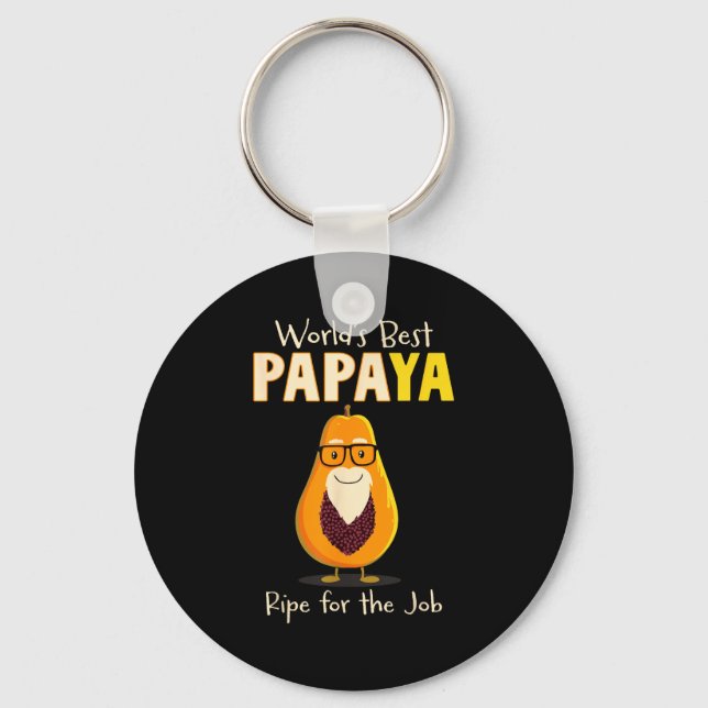 Funny Grandfather World's Papa Papaya Pun  Key Ring (Front)
