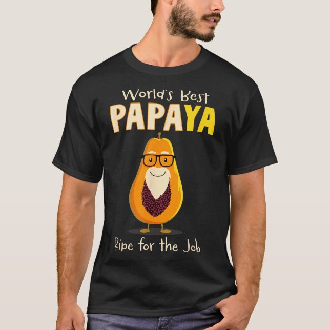Funny Grandfather World's Papa Papaya Pun  T-Shirt (Front)