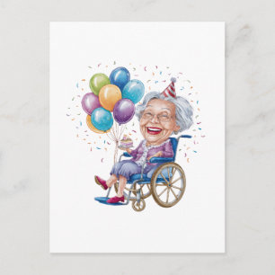 Funny Grandma Birthday Gift for Elderly Aunt Announcement Postcard