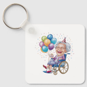 Funny Grandma Birthday Gift for Elderly Aunt Key Ring