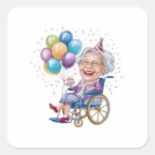 Funny Grandma Birthday Gift for Elderly Aunt Square Sticker