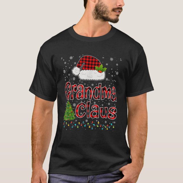 Funny Grandma Claus Christmas Lights Xmas Pajama F T-Shirt (Front)