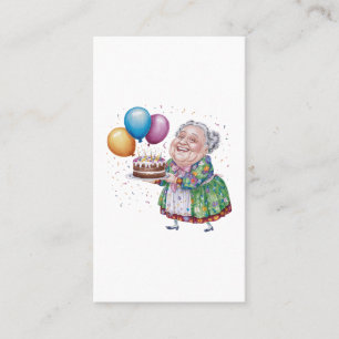 Funny Grandma Floral Apron Bday Art Business Card