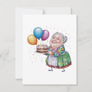 Funny Grandma Floral Apron Bday Art Invitation