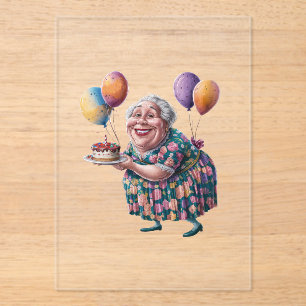 Funny Grandma Floral Dress Bday Art Acrylic Invitations