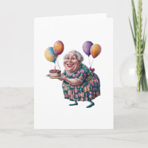 Funny Grandma Floral Dress Bday Art Card