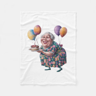 Funny Grandma Floral Dress Bday Art Fleece Blanket