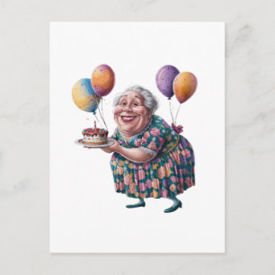 Funny Grandma Floral Dress Bday Art Holiday Postcard