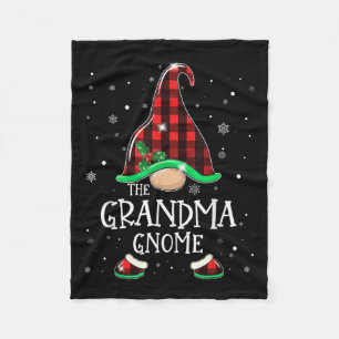 Funny Grandma Gnome Buffalo Plaid Matching Christm Fleece Blanket