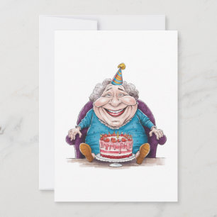 Funny Grandma Huge Cake & Cash Gift Invitation