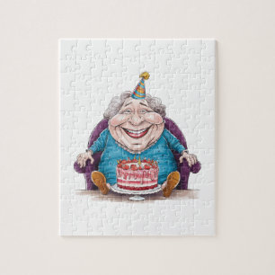 Funny Grandma Huge Cake & Cash Gift Jigsaw Puzzle