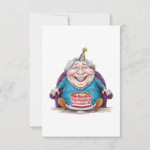 Funny Grandma Huge Cake & Cash Gift RSVP Card