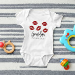 Funny Grandma Kisses Baby Bodysuit<br><div class="desc">Modern newborn bodysuit with lip kiss marks script and modern font.</div>