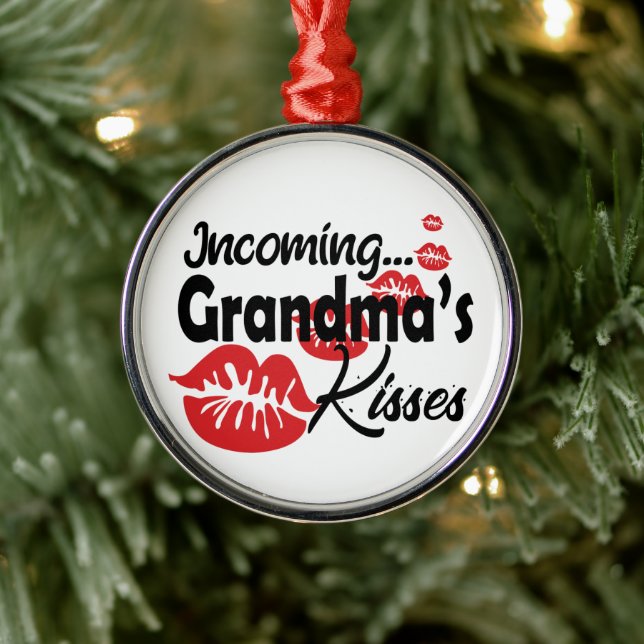 Funny Grandma Kisses  Metal Ornament (Tree)