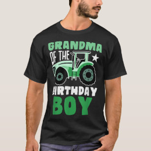 Funny Grandma Of The Birthday Boy Tractor Farm Fam T-Shirt
