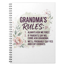 Funny Grandma Rules Floral Watercolor Family Quote