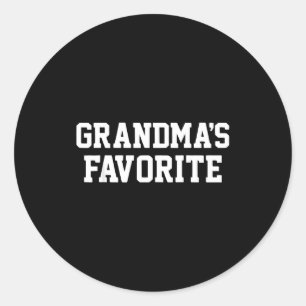 Funny Grandma's Favorite Black Modern Clic Crew Classic Round Sticker
