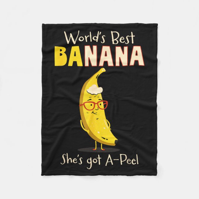 Funny Grandmother World's Nana Banana Pun  Fleece Blanket (Front)