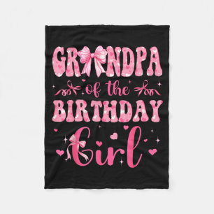 Funny Grandpa Birthday Matching Pink Coquette Fleece Blanket