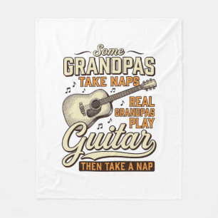 Funny Grandpa Guitar Vintage Engraving Shirt Desig Fleece Blanket