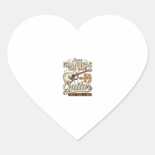 Funny Grandpa Guitar Vintage Engraving Shirt Desig Heart Sticker