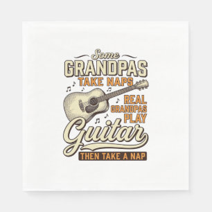 Funny Grandpa Guitar Vintage Engraving Shirt Desig Napkin