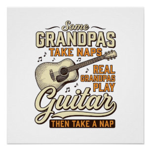 Funny Grandpa Guitar Vintage Engraving Shirt Desig Poster