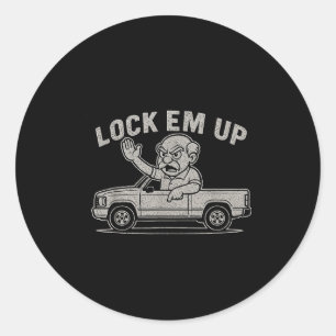 Funny Grandpa Lock Em Up Meme Truck Vintage Design Classic Round Sticker