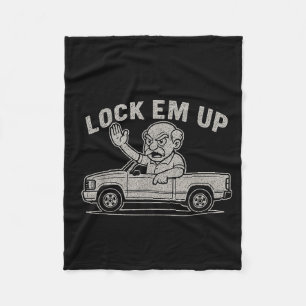 Funny Grandpa Lock Em Up Meme Truck Vintage Design Fleece Blanket