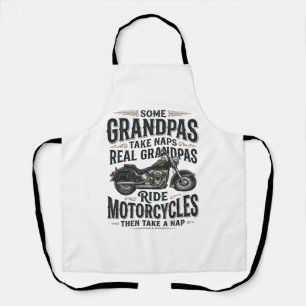 Funny Grandpa Motorcycle Nap Vintage Vector Design Apron