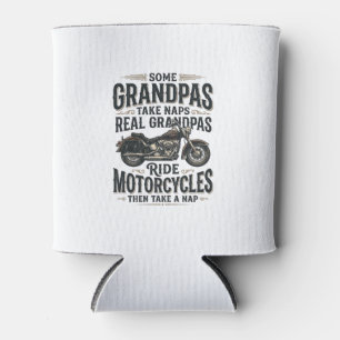Funny Grandpa Motorcycle Nap Vintage Vector Design Can Cooler