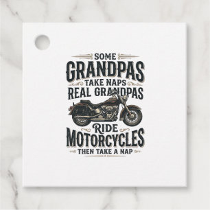 Funny Grandpa Motorcycle Nap Vintage Vector Design Favour Tags