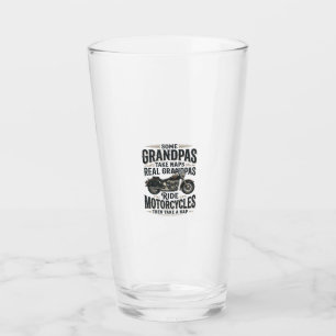 Funny Grandpa Motorcycle Nap Vintage Vector Design Glass
