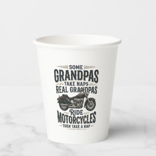 Funny Grandpa Motorcycle Nap Vintage Vector Design Paper Cups