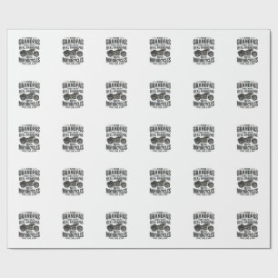 Funny Grandpa Motorcycle Nap Vintage Vector Design Wrapping Paper