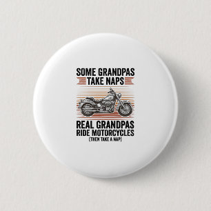 Funny Grandpa Motorcycle Vintage Engraving T-Shirt 6 Cm Round Badge