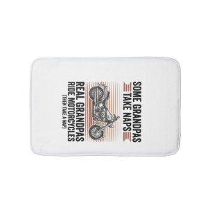 Funny Grandpa Motorcycle Vintage Engraving T-Shirt Bath Mat