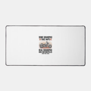 Funny Grandpa Motorcycle Vintage Engraving T-Shirt Desk Mat