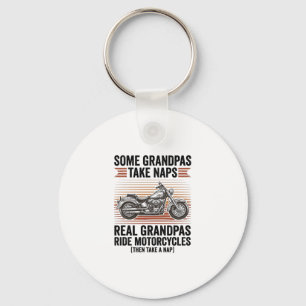 Funny Grandpa Motorcycle Vintage Engraving T-Shirt Key Ring