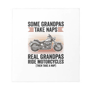 Funny Grandpa Motorcycle Vintage Engraving T-Shirt Notepad