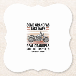 Funny Grandpa Motorcycle Vintage Engraving T-Shirt Paper Coaster