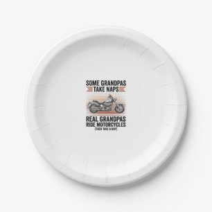 Funny Grandpa Motorcycle Vintage Engraving T-Shirt Paper Plate