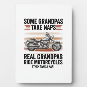 Funny Grandpa Motorcycle Vintage Engraving T-Shirt Plaque